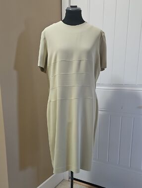 Jax Vintage Green Pintuck Detail Short Sleeve Shift Dress 12